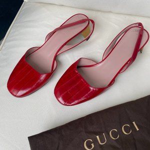 Gucci Eel skin slingback Swarovski Crystals US6.5